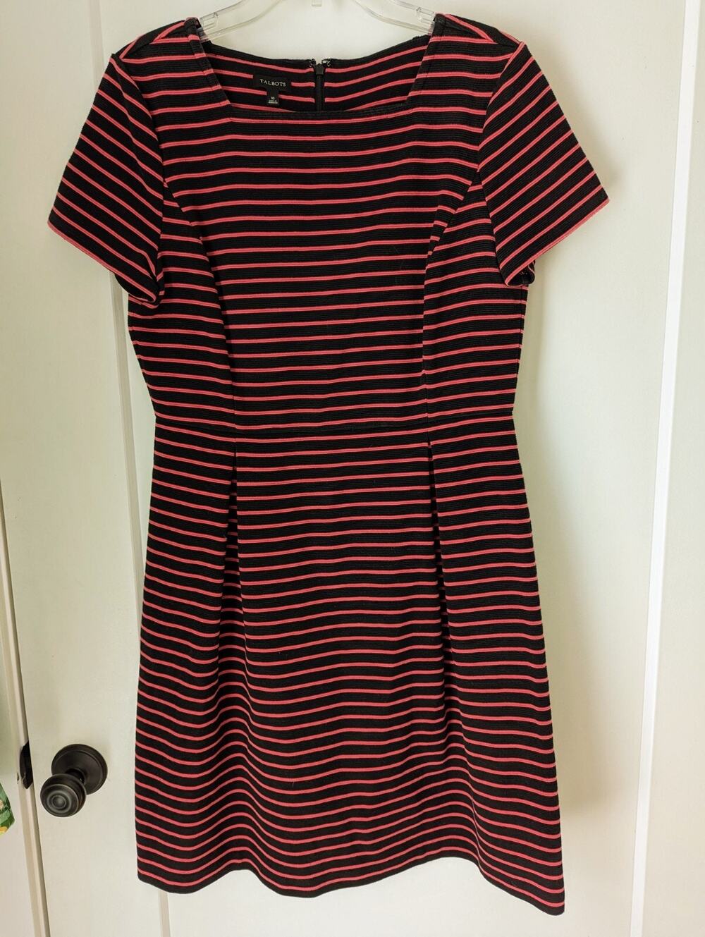 Talbots Women's Sz10 Dress Black Pink Stripe Casual Office Wear Church Classic